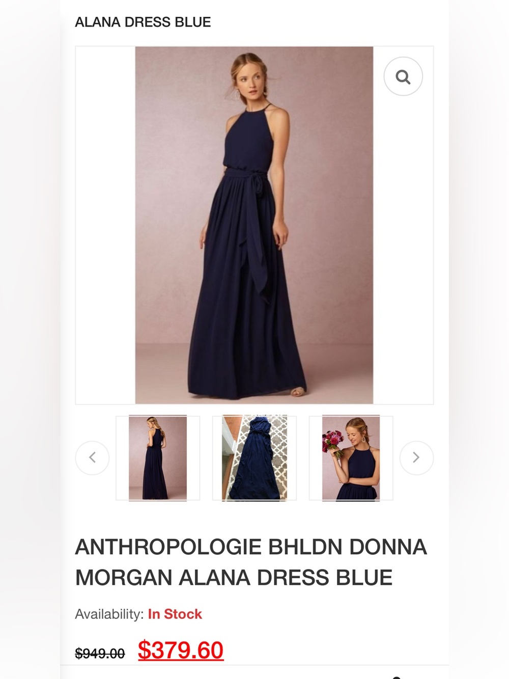 Donna Morgan BHLDN Anthropologie Maxi Dress in Navy